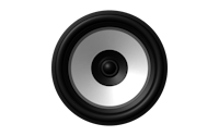 an image of a speaker on a black background